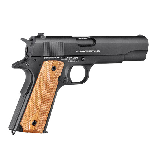 Colt 1911 Classic CO2 Luftpistole 4,5 mm BB Blowback schwarz mit Walnussholz Griffschalen Bild 8