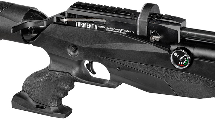 Reximex Tormenta Pressluftgewehr PCP Kal. 4,5mm Diabolo schwarz inkl. 2 x 14-Schuss Magazin und Einzelschussadapter Bild 10