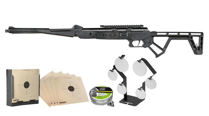 Black Bunker BM8 faltbares Survival Air Gun Luftgewehr SET + Kugeln + Kugelkasten + Scheiben  + WoSport Target